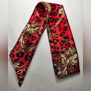 Handcrafted Elegant Black with Red Patterned Designer Fabric Scarf
